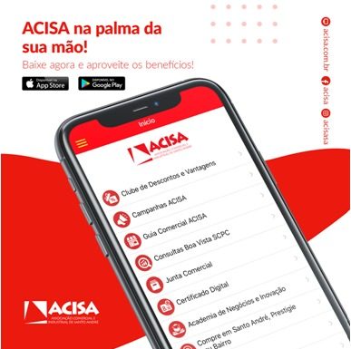 ACISA lança aplicativo para os associados O novo aplicativo estará disponível na Play Store (Android) e na App Store (Iphone). Foto: Divulgação