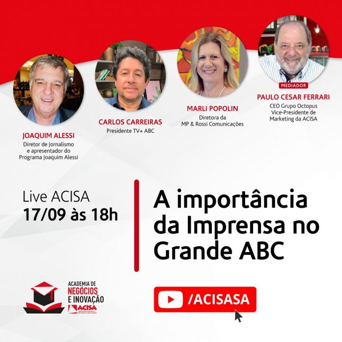 Evento será transmitido pelo canal da ACISA. Foto: Divulgação