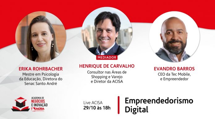 LIVE aborda oportunidades e desafios do empreendedorismo digital Live será transmitida pelo canal da Acisa. Foto: Divulgação