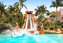 Atlantis Paradise Island retoma atividades em dezembro O destino turístico mais extraordinário do mundo recebe os hóspedes com a autêntica hospitalidade das Bahamas, oito quilômetros de praias de areia branca, Atlantis Casino, Marina, Mandara Spa, jantares finos no Nobu and Todd English's Olives, Aquaventure Slides, Atlantis Clean & Safe Promise e mais. Foto: Divulgação