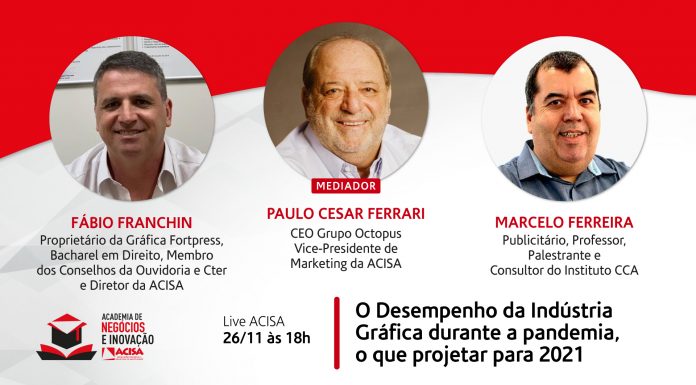 ACISA promove live sobre desempenho da indústria gráfica Evento online acontece na próxima quinta-feira, 26/11. Foto: Divulgação