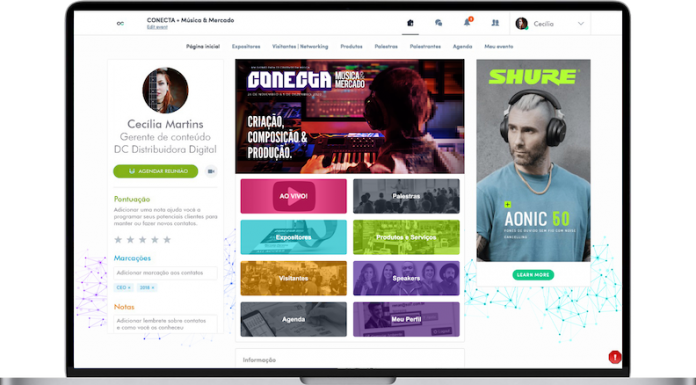 Plataforma aposta em evento online para impulsionar o mercado da música na retomada Conecta+ Música & Mercado é o primeiro evento do mercado dirigido para a geração de negócios no pós-pandemia e vai reunir em novembro 150 iniciativas ligadas à composição e produção da indústria da música. Foto: Divulgação