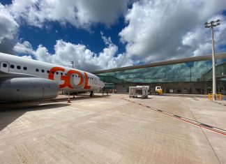 GOL inaugura novo terminal com operação de nova aeronave GOL inaugura novo terminal de Cascavel com primeira operação do Boeing 737-800. Foto: Divulgação