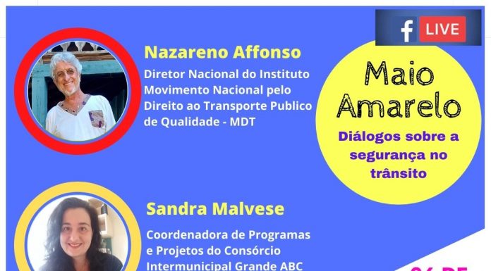 Consórcio ABC realiza live sobre segurança no trânsito Palestra terá como tema o Maio Amarelo, mês internacional de conscientização para redução de acidentes de trânsito. Foto: Divulgação/Consórcio ABC