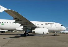 Itapemirim Transportes Aéreos recebe sua terceira aeronave Airbus A320 da companhia chegou ao aeroporto do Galeão, no Rio de Janeiro, na madrugada deste domingo. Foto: Divulgação