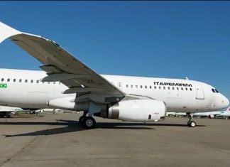 Itapemirim Transportes Aéreos recebe sua terceira aeronave Airbus A320 da companhia chegou ao aeroporto do Galeão, no Rio de Janeiro, na madrugada deste domingo. Foto: Divulgação