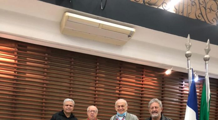 Clube Atlético Aramaçan promove eleições do Conselho Deliberativo José Aparecido Florêncio - Presidente em exercício - Diretoria executiva; Wilson Ambrósio - Presidente da Assembleia Geral Ordinária; Adirson Lizieiro - Presidente da Comissão Eleitoral e Anselmo Proença - Presidente do Conselho Deliberativo. Foto: Divulgação/Clube Atlético Aramaçan
