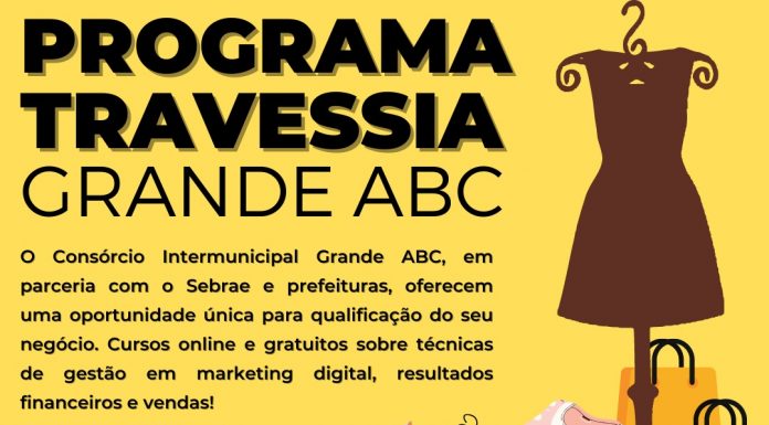 Travessia Grande ABC lança novas turmas Iniciativa é desenvolvida pelo Consórcio ABC e secretarias municipais de Desenvolvimento, em parceria com o Sebrae e apoio da Agência de Desenvolvimento Econômico. Arte: Divulgação/Consórcio ABC