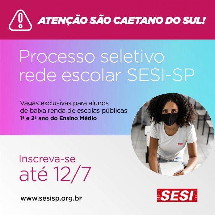 Será concedida isenção de mensalidade. Inscrições podem ser feitas até o dia 12 de julho, às 16 horas. Arte: Divulgação/SESI