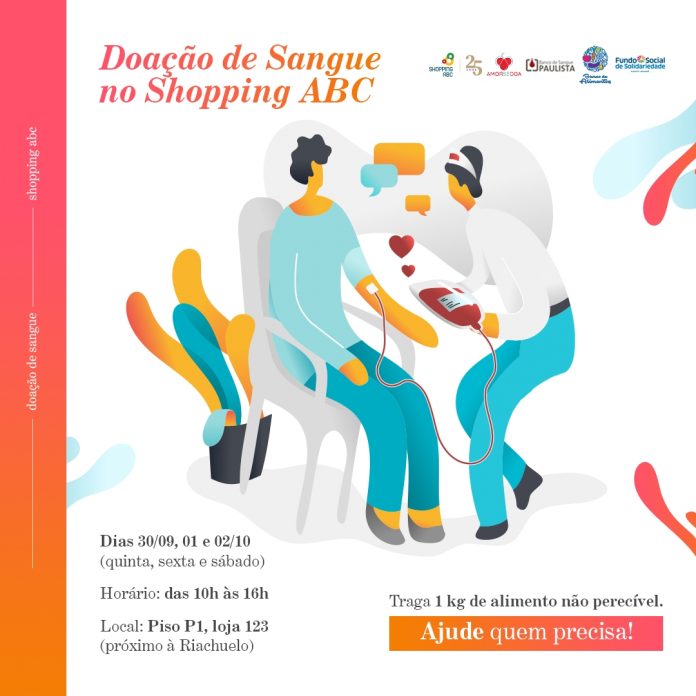 Esta é a segunda edição do programa. Na primeira, empreendimento recebeu 208 doadores em dois dias. Arte: Divulgação/Shopping ABC