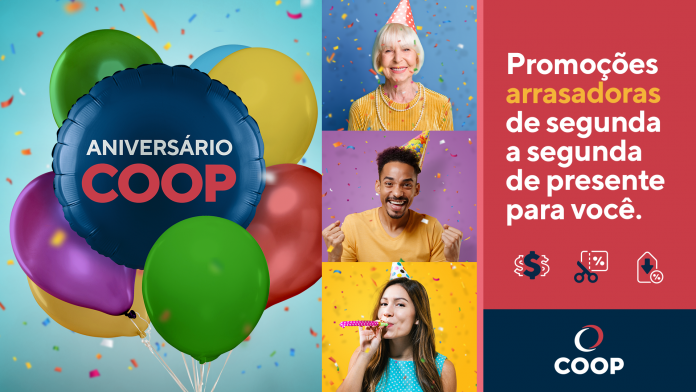 Cooperativa lançou uma campanha especial para comemorar a data. Arte: Divulgação/COOP