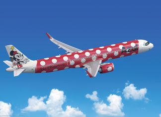 Azul lança aeronave diferenciada Modelo é inspirado na Minnie Mouse. Foto: Divulgação