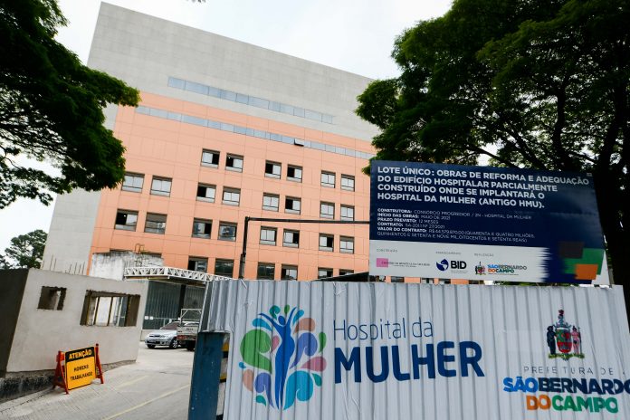Hospital, que concentrará todo atendimento voltado às mulheres, será entregue em 2022. Foto: Omar Matsumoto/PMSBC