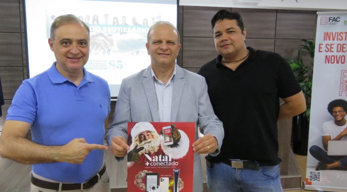 ACISCS lança campanha “Natal + Conectado” Sérgio Tannuri, Alessandro Leone e Douglas Moretto. Foto: Divulgação/ACISCS