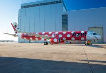 Azul apresenta aeronave mais mágica do mundo Aeronave inspirada em Minnie Mouse celebra 50 anos do Walt Disney World Resort. Foto: Divulgação/Azul