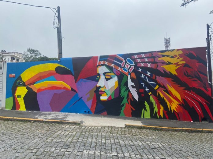 Painel de grafite feito na Câmara Municipal, pelo artista Claudio Martucci. Foto: Divulgação/PMETRP