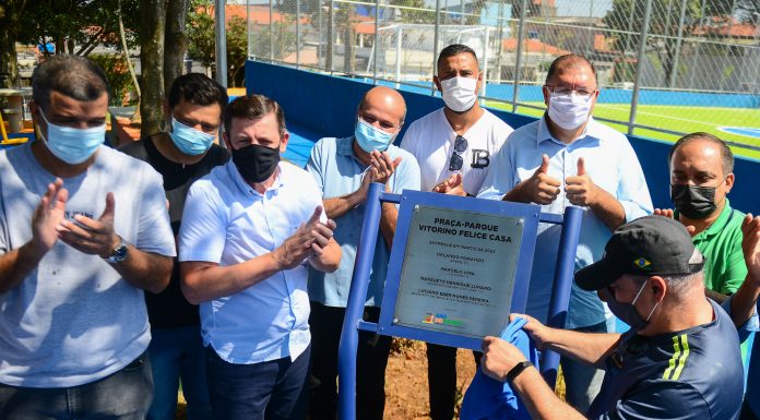 Morando entrega nova Praça-Parque na Vila Cruzeiro Além do Prefeito, o evento de entrega também contou com a presença do vice-prefeito Marcelo Lima, de secretários municipais, vereadores e moradores do bairro. Foto: Omar Matsumoto/PMSBC