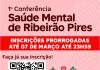 Ribeirão Pires prorroga inscrições para 1ª Conferência de Saúde Mental Prazo foi ampliado até 07 de março. Interessados devem se inscrever online. Arte: Divulgação