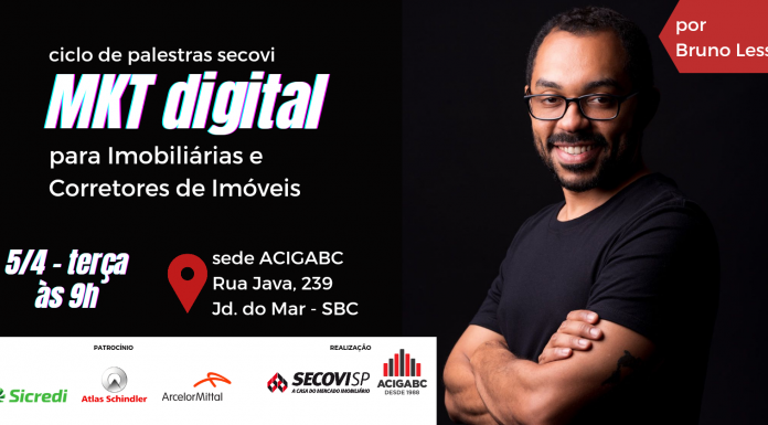 Marketing imobiliário será abordado em palestra Bruno Lessa é diretor de marketing da associação e autor de livro sobre o assunto, Arte: Divulgação/ACIGABC
