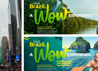 Brasil está na Times Square Divulgação de destinos incríveis do Brasil conta com mais de 300 inserções por dia na principal avenida de Nova York. Foto: Divulgação