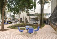 Praça no centro de Santo André ganha canteiro esponja para combater alagamentos